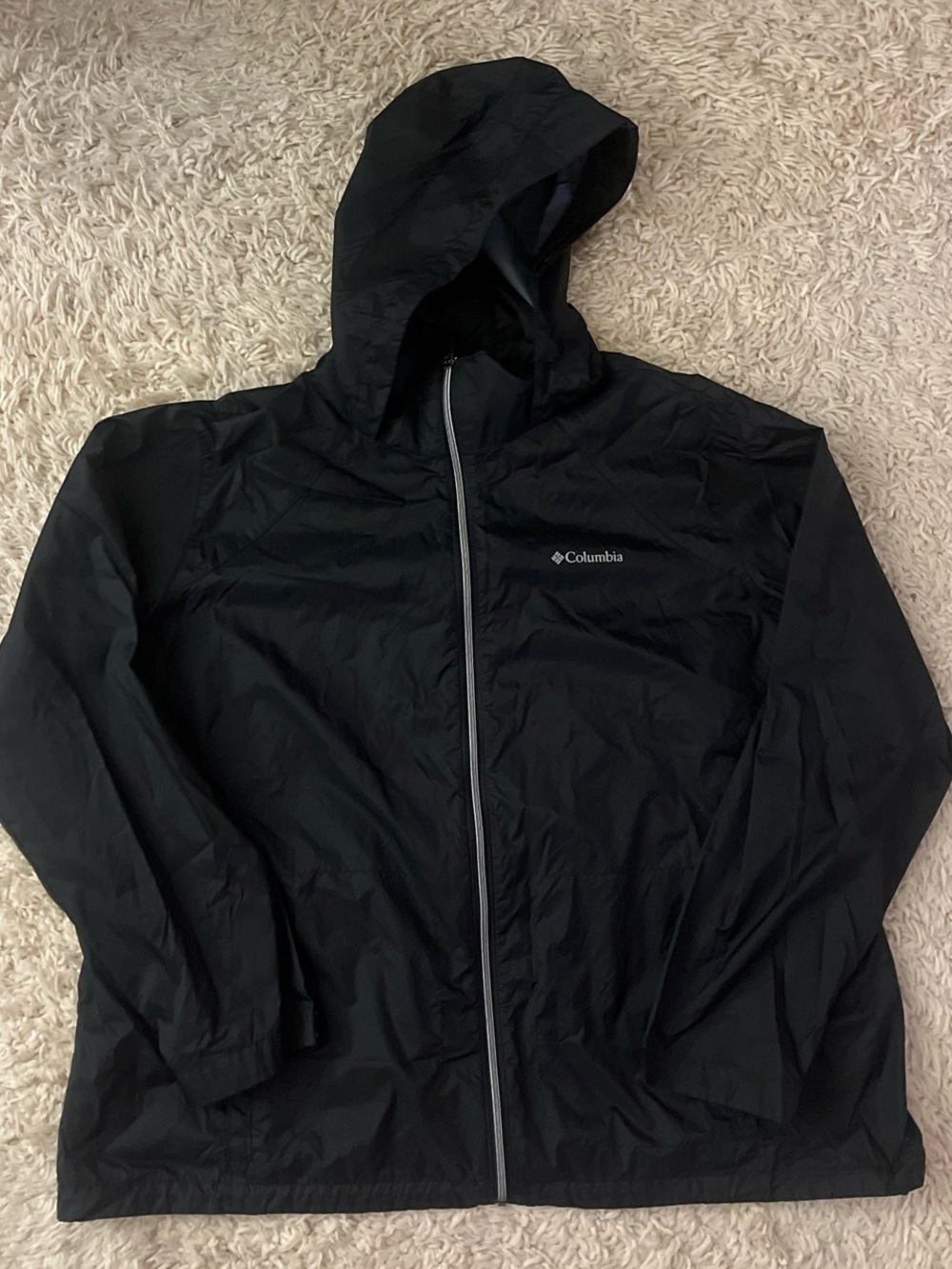 Columbia Black Windbreaker Rain Jacket Mens 3X Full Zip Hooded